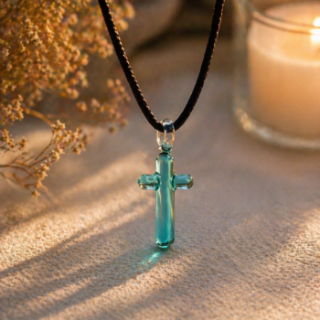 Cross Murano Glass Necklace · Handcrafted Faith Pendant