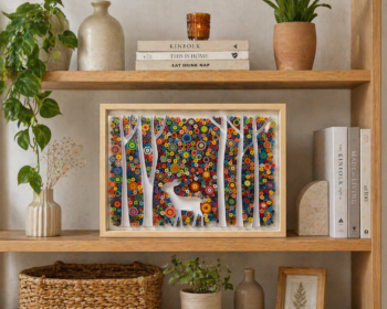 Deer Forest Quilling Frame · Handmade 3D Paper Art Wall Decor - Imagen 2