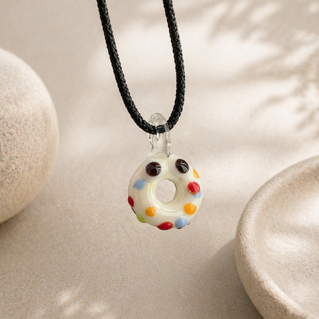 Donut Murano Glass Necklace · Handcrafted Sweet Treat Pendant