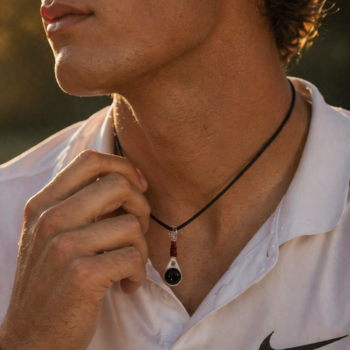 Tennis Racket Murano Glass Necklace · Handcrafted Sports Lover Pendant - Imagen 2