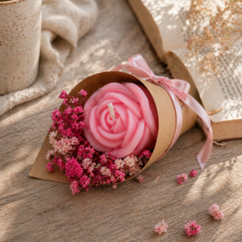 Handcrafted Floral Candles · Artisan Decorative Flower Candle Set - Imagen 4