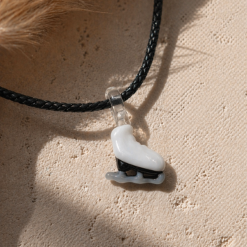Ice Skate Murano Glass Necklace · Handcrafted Winter Sports Pendant
