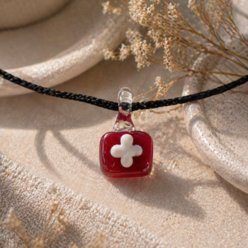 Swiss Flag Murano Glass Necklace · Handcrafted Pendant