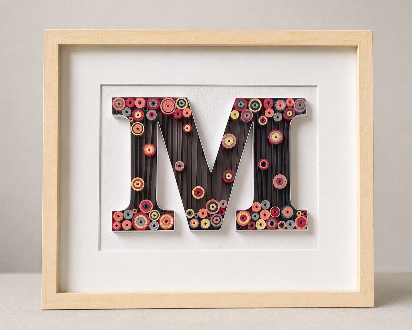 Quilling Letter M Frame – Handmade Paper Art