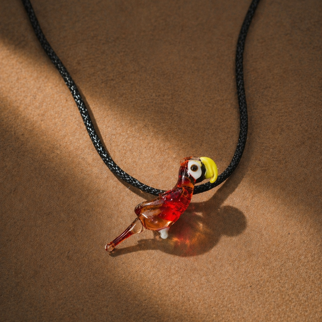 red-bird-murano-glass-necklace-2 Red Bird Murano Glass Necklace · Handcrafted Pendant - Imagen 1