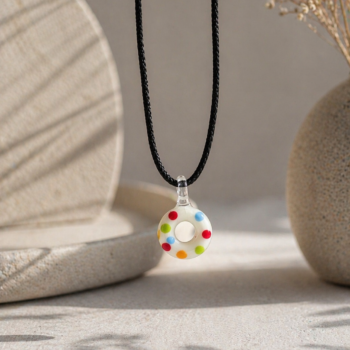 Donut Murano Glass Necklace · Handcrafted Sweet Treat Pendant - Imagen 2