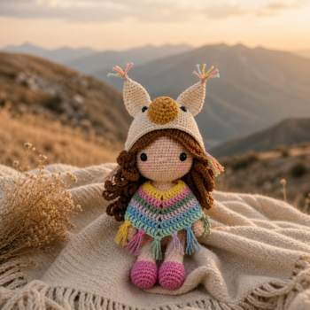 Amigurumi Girl Doll · Handmade Crochet Plush with Animal Hood - Imagen 5