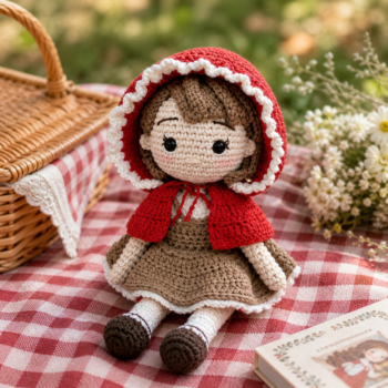 Little Red Riding Hood Doll – Handmade Amigurumi Plush Toy - Imagen 6