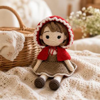 Little Red Riding Hood Doll – Handmade Amigurumi Plush Toy - Imagen 2