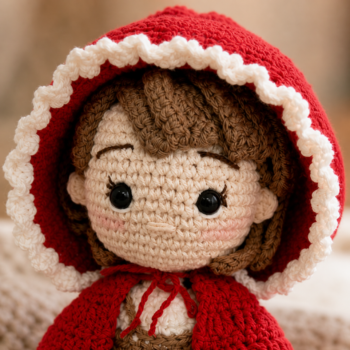 Little Red Riding Hood Doll – Handmade Amigurumi Plush Toy - Imagen 3