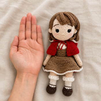 Little Red Riding Hood Doll – Handmade Amigurumi Plush Toy - Imagen 4