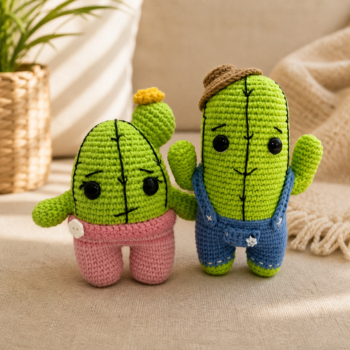 Amigurumi Cactus Couple · Handmade Crochet Plush Set