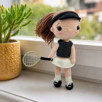 Amigurumi Tennis Doll . Handmade Crochet Athlete Toy