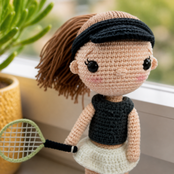 Amigurumi Tennis Doll . Handmade Crochet Athlete Toy - Imagen 5