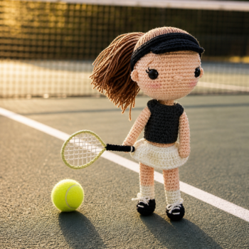 Amigurumi Tennis Doll . Handmade Crochet Athlete Toy - Imagen 2