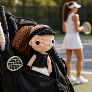 Amigurumi Tennis Doll . Handmade Crochet Athlete Toy - Imagen 3