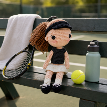 Amigurumi Tennis Doll . Handmade Crochet Athlete Toy - Imagen 4
