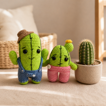 Amigurumi Cactus Couple · Handmade Crochet Plush Set - Imagen 2