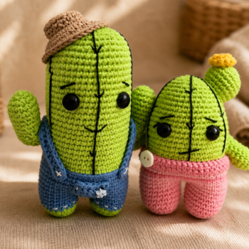 Amigurumi Cactus Couple · Handmade Crochet Plush Set - Imagen 4