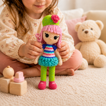 Amigurumi Colorful Girl Doll · Handmade Crochet Toy - Imagen 2