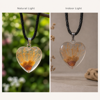 Botanical Heart Necklace · Resin Pendant - Imagen 2