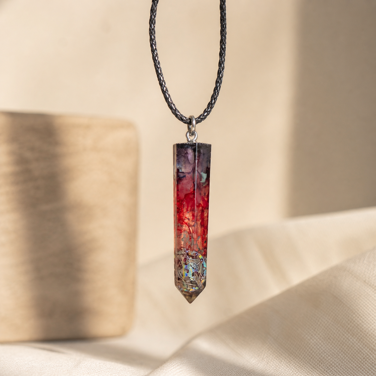 nature-resin-crystal-necklace Crystal Point Resin Necklace . Handmade Prism Pendant - Imagen 1