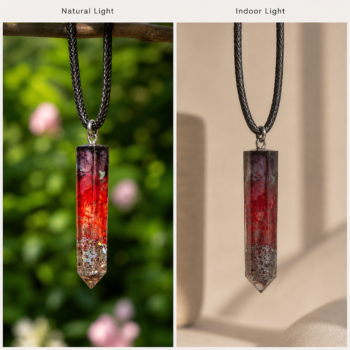 Crystal Point Resin Necklace . Handmade Prism Pendant - Imagen 2