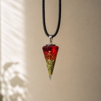 Fire Resin Crystal Necklace . Handmade Prism Pendant - Imagen 5