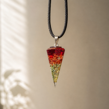 Fire Resin Crystal Necklace . Handmade Prism Pendant