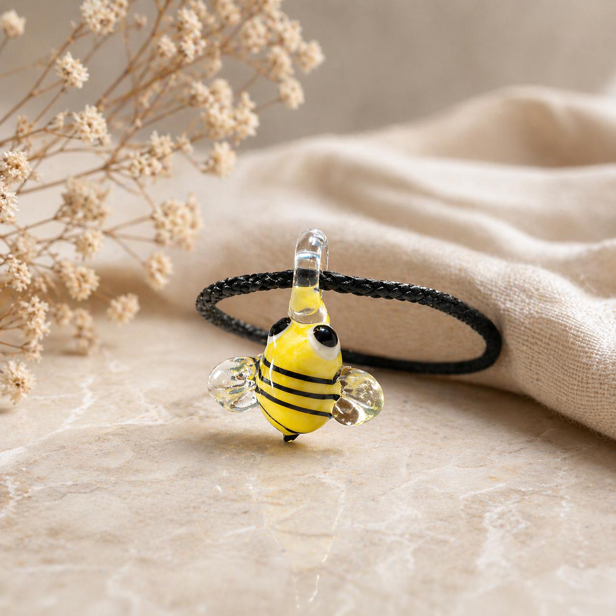 Bee Murano Glass Necklace · Handcrafted Honey Garden Pendant
