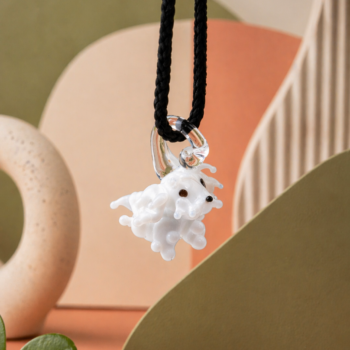Poodle Murano Glass Necklace · Handcrafted Maltese Dog Pendant