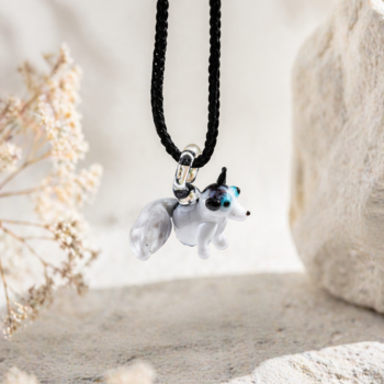Husky Murano Glass Necklace · Handcrafted Siberian Dog Pendant - Imagen 2