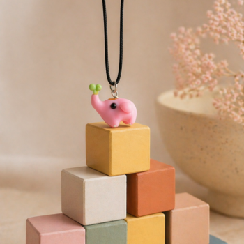 Pink Elephant Porcelain Necklace · Handcrafted Cute Animal Pendant - Imagen 2