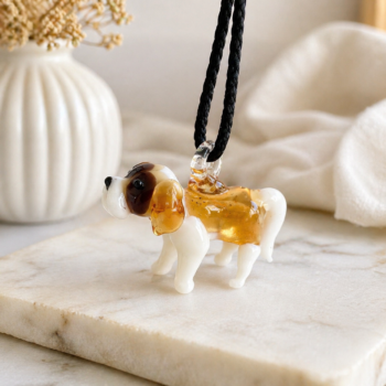 Saint Bernard Murano Glass Necklace · Handcrafted Alpine Dog Pendant - Imagen 2