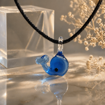 Whale Murano Glass Necklace · Handcrafted Cobalt Blue Pendant