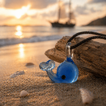 Whale Murano Glass Necklace · Handcrafted Cobalt Blue Pendant - Imagen 2