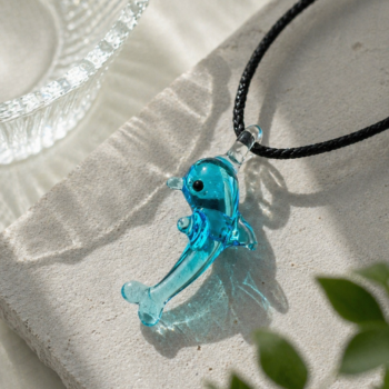 Dolphin Murano Glass Necklace · Handcrafted Azure Ocean Pendant - Imagen 4
