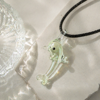 Dolphin Murano Glass Necklace · Handcrafted Azure Ocean Pendant - Imagen 3