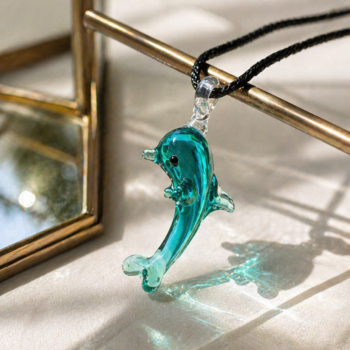 Dolphin Murano Glass Necklace · Handcrafted Azure Ocean Pendant - Imagen 5
