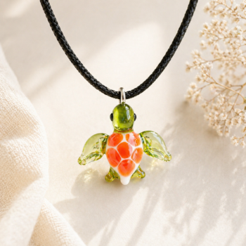 Sea Turtle Murano Glass Necklace · Handcrafted Cute Pendant - Imagen 7