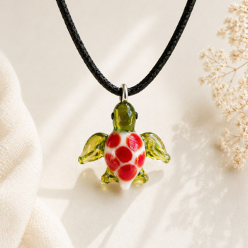 Sea Turtle Murano Glass Necklace · Handcrafted Cute Pendant - Imagen 9