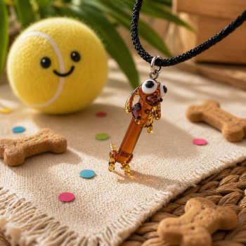 Dachshund Murano Glass Necklace · Handcrafted Sausage Dog Pendant - Imagen 2