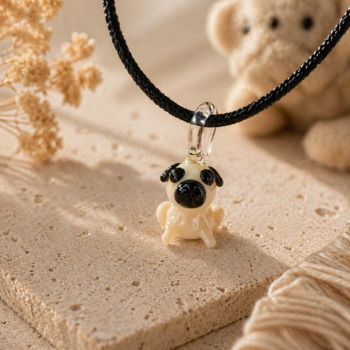 Pug Murano Glass Necklace · Handcrafted Dog Pendant - Imagen 2