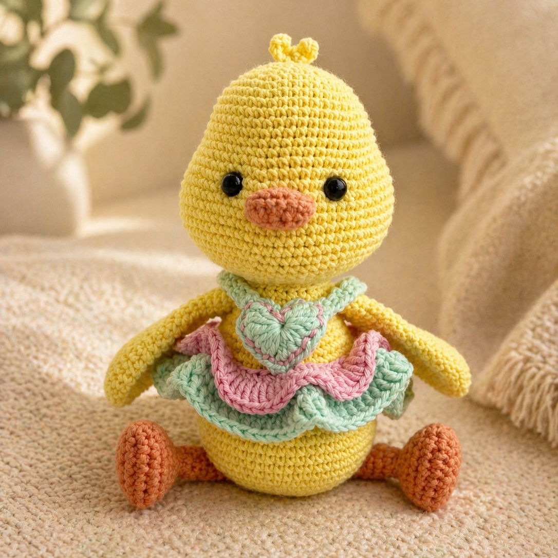 Amigurumi Chick Plush · Handmade Crochet Toy with Interchangeable Clothes