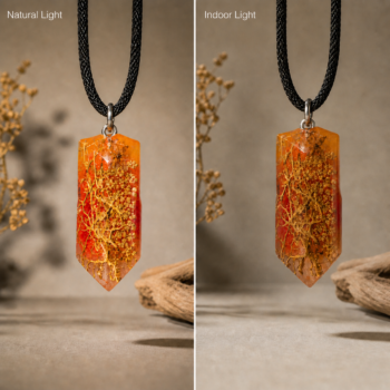 Resin Nature Pendant. Botanical Handmade Necklace - Imagen 2