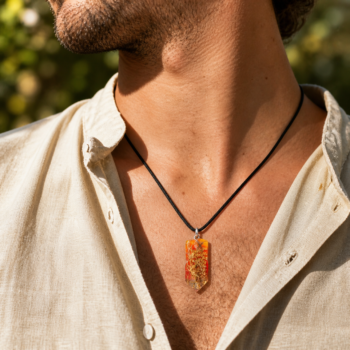 Resin Nature Pendant. Botanical Handmade Necklace - Imagen 3