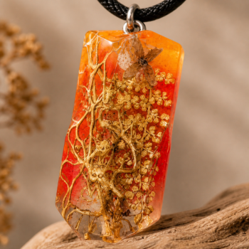 Resin Nature Pendant. Botanical Handmade Necklace - Imagen 4