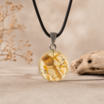 Botanical Resin Pendant. Nature Necklace