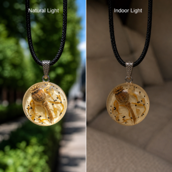 Botanical Resin Pendant. Nature Necklace - Imagen 3