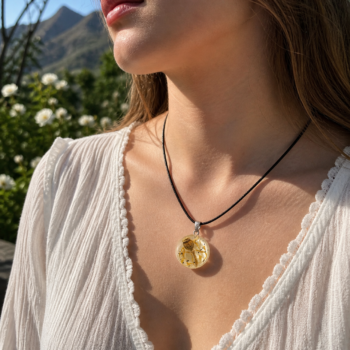 Botanical Resin Pendant. Nature Necklace - Imagen 4